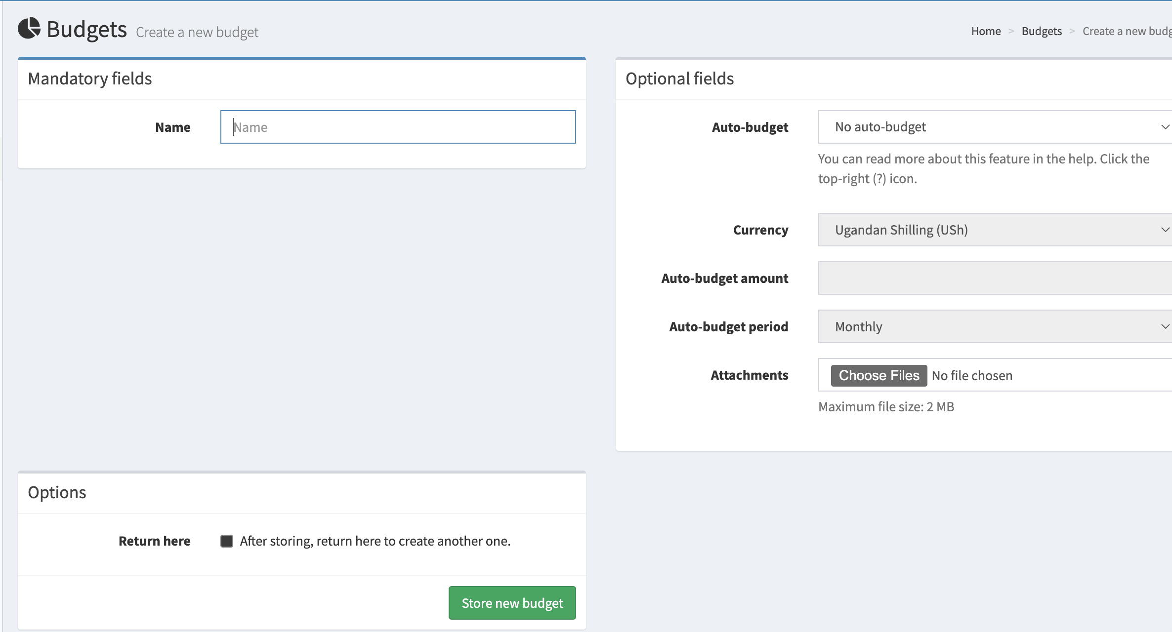 Budget Management Dashboard